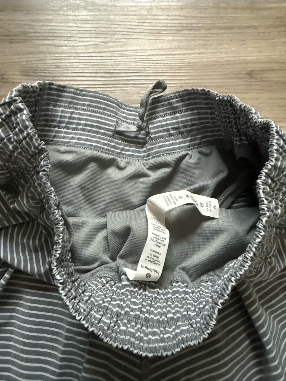 Lululemon Light Gray Striped Shorts